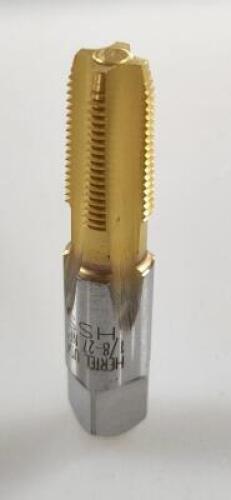 DESCRIPTION: (2) HSS STANDARD FLUTE TAP BRAND/MODEL: HERTEL 87150504 RETAIL$: 44.69 SIZE: 1/8-27 npt QTY: 2
