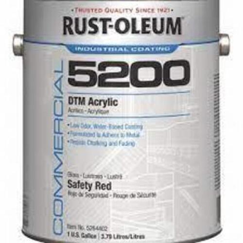 DESCRIPTION: (1) DTM ACRYLIC BRAND/MODEL: RUST-OLEUM #5200 INFORMATION: SAFETY RED RETAIL$: 137.53 SIZE: 1 GALLON QTY: 1