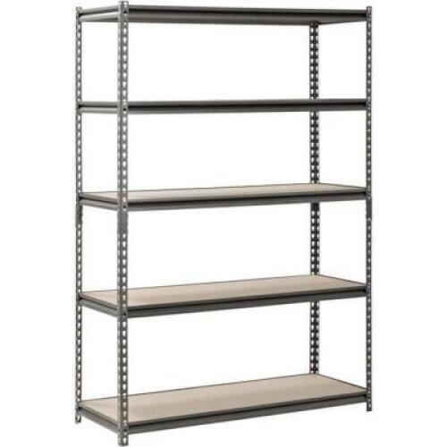 DESCRIPTION: 5-SHELF STEEL FREESTANDING UNIT BRAND/MODEL: MUSCLE RACK RETAIL: $129.98 SIZE: 48"X18"X72" LOCATION: SHOWROOM 1 QTY: 1