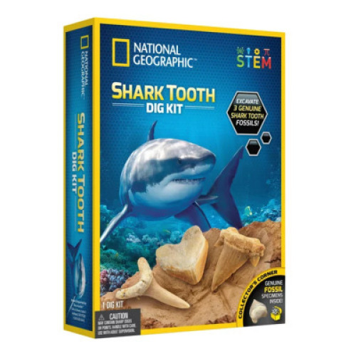 DESCRIPTION: KIDS STEM SERIES SHARK TOOTH DIG KIT BRAND/MODEL: NATIONAL GEOGRAPHIC RETAIL: $9.97 LOCATION: SHOWROOM 1 QTY: 1