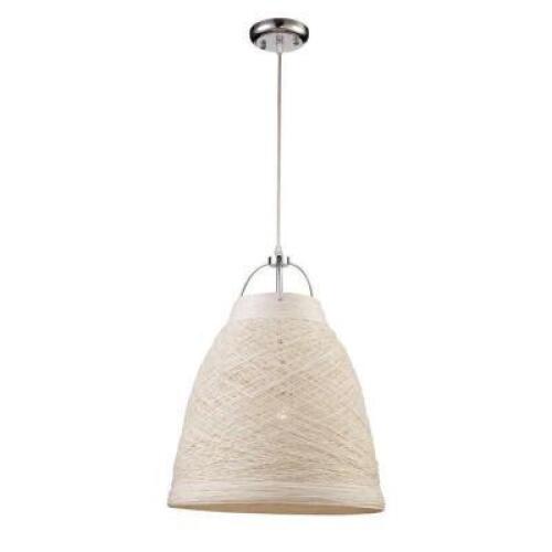 DESCRIPTION: BASKETWEAVE 1-LIGHT INDOOR PENDANT BRAND/MODEL: TRANS GLOBE RETAIL: $50.00 LOCATION: SHOWROOM 1 QTY: 1