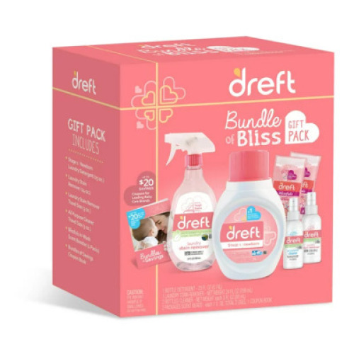 DESCRIPTION: BUNDLE OF BLISS GIFT PACK BRAND/MODEL: DREFT INFORMATION: INCLUDES NEWBORN LAUNDRY DETERGENT, STAIN REMOVER, ALL-PURPOSE CLEANER, IN-WASH