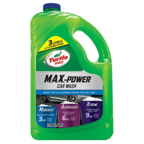 DESCRIPTION: (5) 100 OZ. BOTTLES OF MAX POWER 3-LEVEL CAR WASH CLEANER BRAND/MODEL: TURTLE WAX RETAIL: $5.58 EACH LOCATION: SHOWROOM 1 QTY: 5