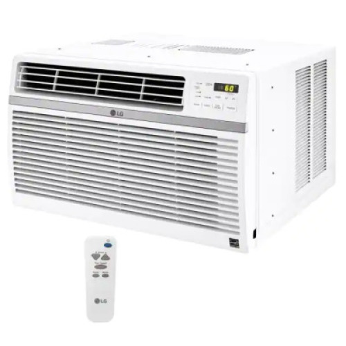 DESCRIPTION: 15,000 BTU WINDOW AIR CONDITIONER WITH ENERGY STAR AND REMOTE IN WHITE BRAND/MODEL: LG RETAIL: $529.00 LOCATION: SHOWROOM 1 QTY: 1