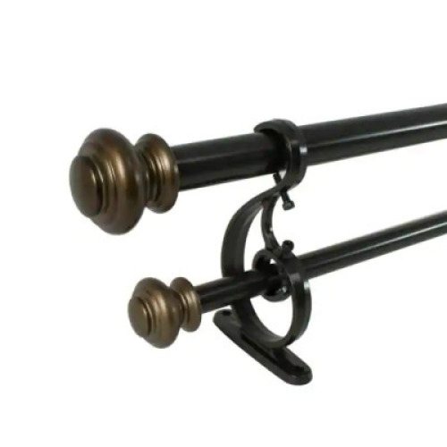 DESCRIPTION: DOUBLE CURTAIN ROD IN BROWN BRAND/MODEL: DECOPOLITAN RETAIL: $43.23 SIZE: 72" TO 144" LOCATION: SHOWROOM 1 QTY: 1