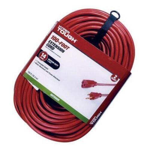 DESCRIPTION: 100' 14AWG 3-PRONG INDOOR/OUTDOOR EXTENSION CORD BRAND/MODEL: HYPER TOUGH RETAIL: $43.64 LOCATION: SHOWROOM 1 QTY: 1