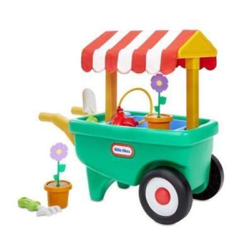 DESCRIPTION: 2-IN-1 GARDEN CART AND WHEELBARROW PLAY GARDENING TOY WITH 10PC AND SPRINKLER BRAND/MODEL: LITTLE TIKES RETAIL: $29.97 LOCATION: SHOWROOM