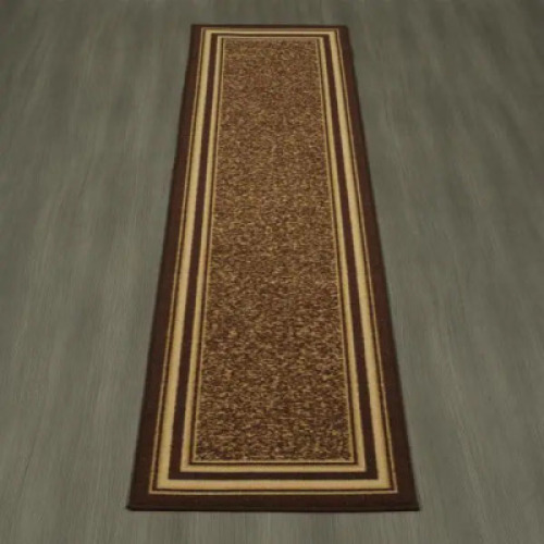 DESCRIPTION: OTTOHOME COLLECTION NON-SLIP RUBBERBACK BORDERED INDOOR RUNNER RUG IN BROWN BRAND/MODEL: OTTOMANSON RETAIL: $46.39 SIZE: 2'7"X9'10" LOCAT