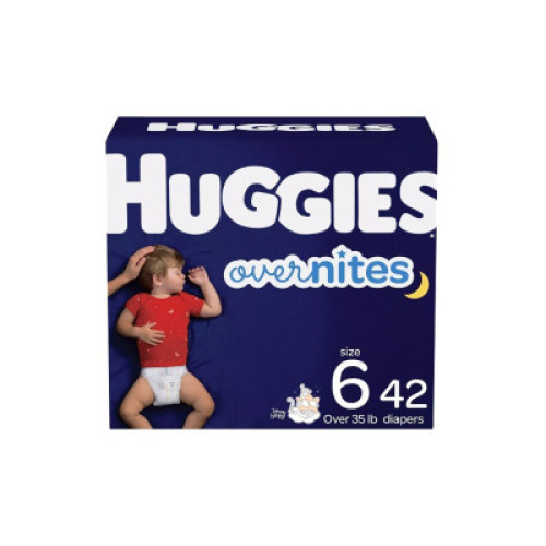 DESCRIPTION: 42CT BOX OF SIZE 6 OVERNITES DIAPERS BRAND/MODEL: HUGGIES RETAIL: $26.70 LOCATION: SHOWROOM 1 QTY: 1