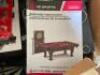 DESCRIPTION: 90" BARRINGTON BILLIARDS BALL AND CLAW LEG POOL TABLE, CUE RACK AND DARTBOARD SET- BERGUNDY BRAND/MODEL: BARRINGTON INFORMATION: NOTICE: - 6