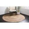 DESCRIPTION: BRAIDED JUTE DHAKA NATURAL 8' 0 X 8' 0 ROUND RUG BRAND/MODEL: UNIQUE LOOM RETAIL$: $205.98 SIZE: 8' LOCATION: SHOWROOM 1 QTY: 1