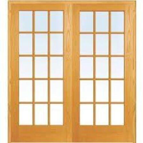 DESCRIPTION: 60 IN. X 80 IN. BOTH ACTIVE UNFINISHED PINE GLASS 15-LITE CLEAR TRUE DIVIDED PREHUNG INTERIOR FRENCH DOOR BRAND/MODEL: MMI DOOR RETAIL$: