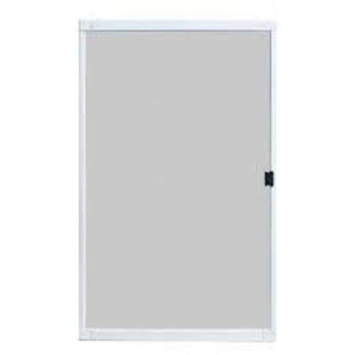 DESCRIPTION: 48 IN. X 80 IN. ADJUSTABLE FIT WHITE METAL SLIDING PATIO SCREEN DOOR BRAND/MODEL: UNIQUE HOME DESIGNS RETAIL$: $109.99 SIZE: 48" X 80" LO