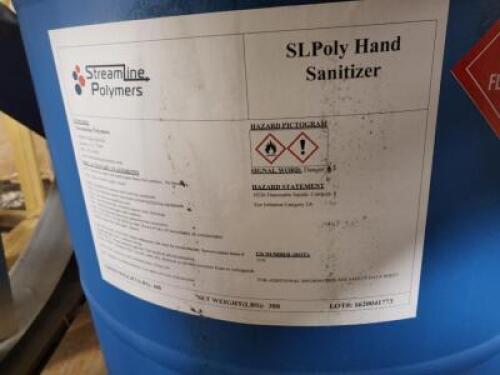 DESCRIPTION: (1) HAND SANITIZER BRAND/MODEL: STREAMLINE POLYMERS RETAIL$: $1301.54 EA SIZE: 55 GAL DRUM QTY: 1
