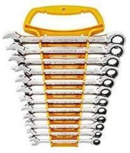 DESCRIPTION: (1) POINT RATCHETING COMBINATION WRENCH SET BRAND/MODEL: GEARWRENCH # 9412 INFORMATION: YELLOW CASE RETAIL$: $210.99 EA SIZE: 12 PIECE QT