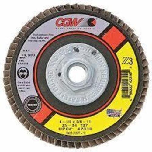 DESCRIPTION: (10) FLAP DISCS BRAND/MODEL: CGW ABRASIVES #56022 RETAIL$: $67.31 EA SIZE: 4-1/2 X 5/8-11 QTY: 10
