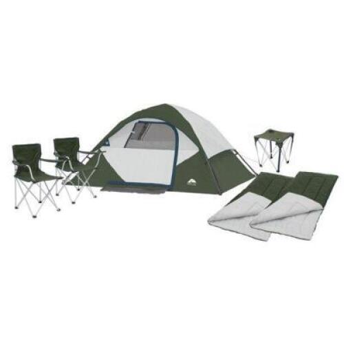 DESCRIPTION (1) 6 PIECE 4 PERSON CAMPING COMBO TENT BRAND/MODEL OZARK TRAIL #581335084 ADDITIONAL INFORMATION RETAILS FOR $100.00 THIS LOT IS ONE MONE