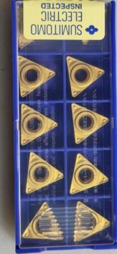 DESCRIPTION: (40) TPMT STYLE CARBIDE TURNING INSERTS BRAND/MODEL: SUMITOMO TPMT332ENF RETAIL$: 14.42 PER INSERT QTY: 40