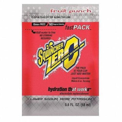 DESCRIPTION: (12) SINGLE SERVE PACKS OF SPORTS DRINK MIX CONCENTRATE BRAND/MODEL: SQWINCHER #8ZT64 INFORMATION: FRUIT PUNCH SIZE: MAKES 6 FL OZ QTY: 1
