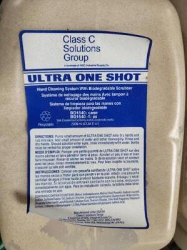 DESCRIPTION: (2) GLASS C SOLUTIONS ULTRA ONE SHOT HAND CLEANER REFILL BRAND/MODEL: GLASS C SOLUTIONS/BD1540 INFORMATION: BIODEGRADABLE SCRUBBING HAND