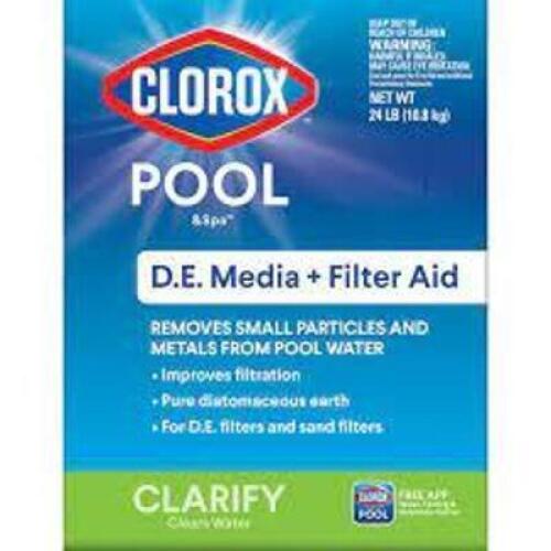 DESCRIPTION: (1) FILTER AID FOR POOL AND SPA BRAND/MODEL: CLOROX #36JT28 RETAIL$: $33.39 EA SIZE: 24 LB QTY: 1