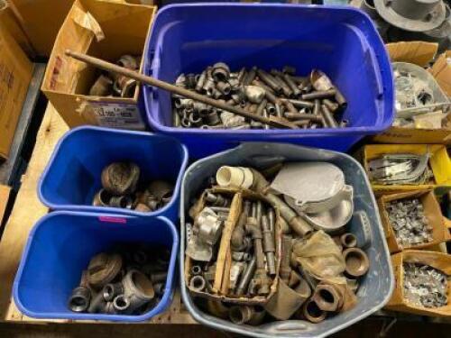 DESCRIPTION: PALLET AND CONTENTS - ASSORTMENT OF STEEL PIPE FITTINGS. LOCATION: WAREHOUSE QTY: 1