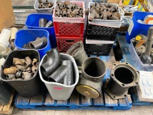 DESCRIPTION: PALLET AND CONTENTS - ASSORTMENT OF STEEL PIPE FITTINGS. LOCATION: WAREHOUSE QTY: 1