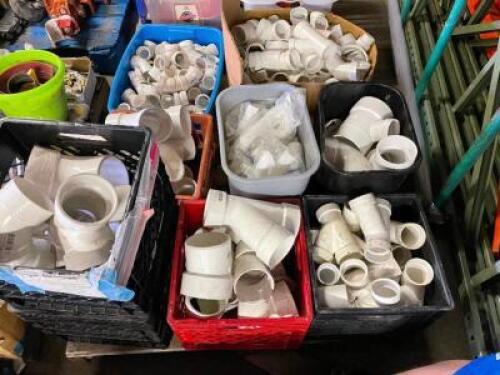 DESCRIPTION: PALLET AND CONTENTS - ASSORTMENT OF PVC PIPE FITTINGS. LOCATION: WAREHOUSE QTY: 1