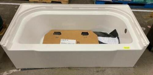 DESCRIPTION: STERLING ACCORD 19" X 30" X 60"L WHITE HIGH GLOSS TUB - NEW BRAND / MODEL: ACCORD 71141120-0 ADDITIONAL INFORMATION RETAILS FOR $600 LOCA