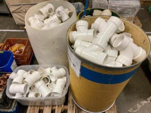DESCRIPTION: PALLET AND CONTENTS - ASSORTMENT OF PVC PIPE FITTINGS. LOCATION: WAREHOUSE QTY: 1