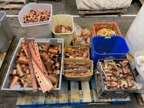 DESCRIPTION: PALLET AND CONTENTS - LARGE ASSORTMENT OF COPPER PLUMBING FITTINGS AND PIPE. LOCATION: WAREHOUSE THIS LOT IS: ONE MONEY QTY: 1