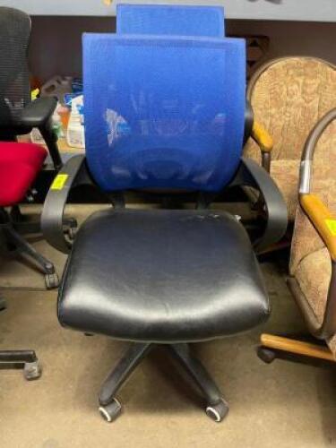 DESCRIPTION: (2) ROLL ABOUT BLUE MESH BACK OFFICE CHAIRS,. LOCATION: BREEZE WAY THIS LOT IS: SOLD BY THE PIECE QTY: 2