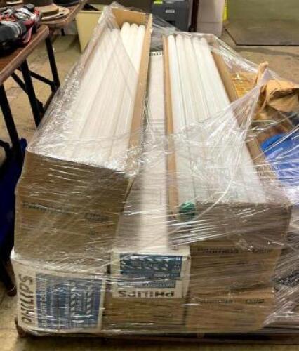 DESCRIPTION: (6) BOXES OF ASSORTED 48" FLUORESCENT LIGHT BULBS BRAND/MODEL: LIBERTY INFORMATION: SEE PHOTOS FOR MORE DETAIL LOCATION: SHOWROOM 2 QTY: