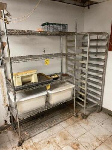 48" X 18" FIVE TIER WIRE SHELF AND TRAY RACK