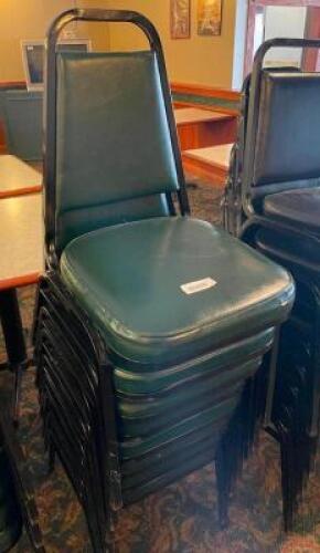 (8) GREEN PADDED STACK CHAIRS