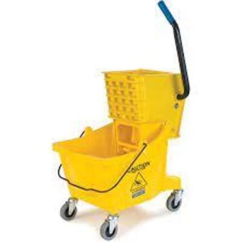 DESCRIPTION: (1) BUCKET/WRINGER WITH SIDE PRESS BRAND/MODEL: CARLISLE INFORMATION: YELLOW RETAIL$: $49.99 EA SIZE: 26 QT QTY: 1