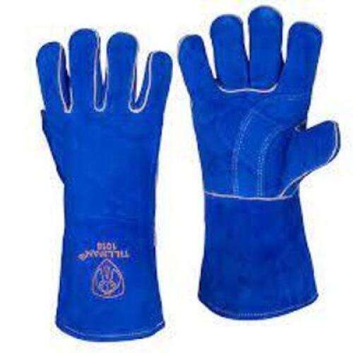 DESCRIPTION: (5) PAIRS OF STICK WELDING GLOVES BRAND/MODEL: TILLMAN #1018 INFORMATION: BLUE, SPLIT COWHIDE RETAIL$: $19.50 A PAIR SIZE: 14" LENGTH QTY