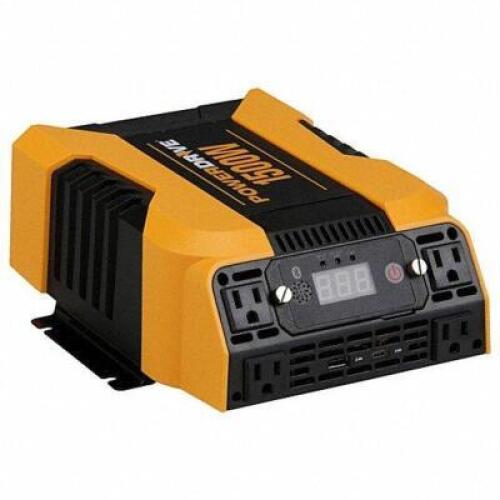 DESCRIPTION: (1) POWER INVERTER BRAND/MODEL: POWER DRIVE #44ZE67 INFORMATION: YELLOW RETAIL$: $223.73 EA SIZE: 1500W, 115VAC, 12V QTY: 1