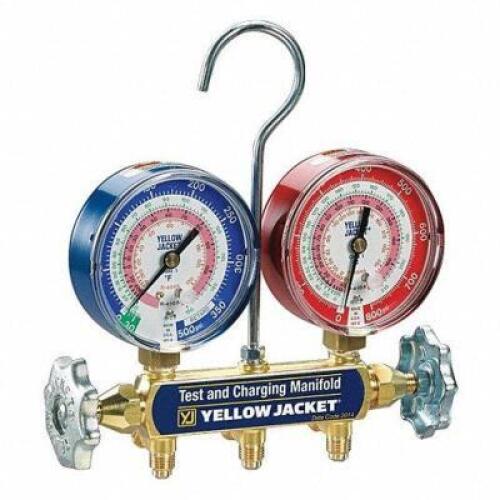 DESCRIPTION: (1) MECHANICAL MANIFOLD GAUGE SET BRAND/MODEL: YELLOW JACKET #29AU07 INFORMATION: BLUE AND RED RETAIL$: $93.35 EA QTY: 1