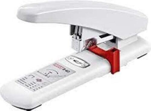 DESCRIPTION: (1) HEAVY DUTY STAPLER WITH (2) BOXES OF STAPLES BRAND/MODEL: NOVUS #B40 INFORMATION: WHITE RETAIL$: $65.00 TOTAL SIZE: 100 SHEET CAPACIT