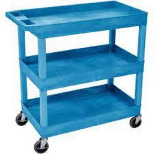 DESCRIPTION: (1) 3-SHELF TUB CART BRAND/MODEL: LUXOR INFORMATION: BLUE RETAIL$: $128.91 EA SIZE: 3-TIER QTY: 1