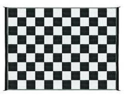 DESCRIPTION: (1) REVERSIBLE OUTDOOR MAT BRAND/MODEL: CAMCO INFORMATION: BLACK AND WHITE CHECKER RETAIL$: $59.99 EA SIZE: 6' X 9' QTY: 1