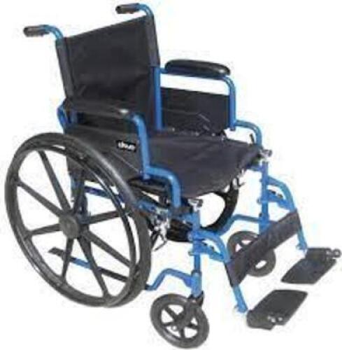 DESCRIPTION: (1) MEDICAL WHEELCHAIR BRAND/MODEL: DRIVE INFORMATION: BLUE STREAK AND BLACK RETAIL$: $180.00 EA QTY: 1