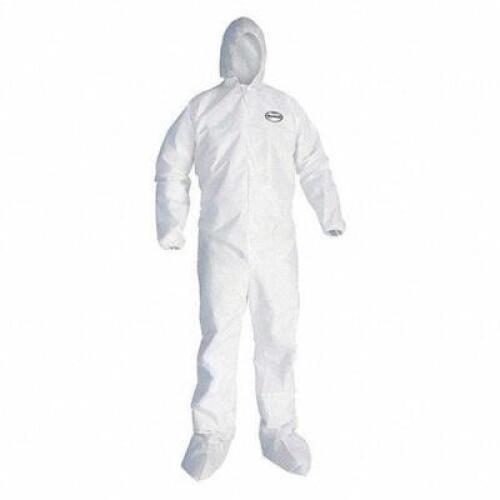 DESCRIPTION: (1) CASE OF (24) HOODED DISPOSABLE COVERALLS BRAND/MODEL: KIMBERLY-CLARK #4WYE6 INFORMATION: WHITE RETAIL$: $200.00 TOTAL SIZE: SIZE 3 XL