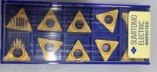 DESCRIPTION: (30) TPMT STYLE CARBIDE TURNING INSERTS BRAND/MODEL: SUMITOMO TPMT332ENF RETAIL$: 14.42 PER INSERT QTY: 30