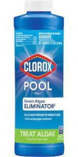 DESCRIPTION (4) POOL AND SPA GREEN ALGAE ELIMINATOR BRAND/MODEL CLOROX ADDITIONAL INFORMATION RETAILS FOR $20.00 EA SIZE 32 OZ THIS LOT IS SOLD BY THE