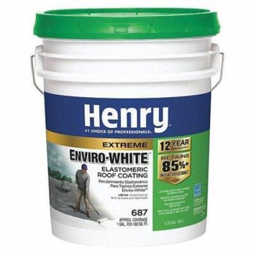 DESCRIPTION: (1) ELASTOMERIC ROOF COATING BRAND/MODEL: HENRY #40P312 INFORMATION: WHITE RETAIL$: 175.04 SIZE: 5 GALLON QTY: 1