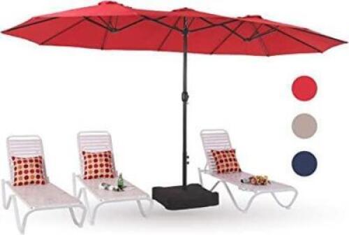 DESCRIPTION: (1) LARGE PATIO UMBRELLA BRAND/MODEL: PHI VILLA INFORMATION: RED RETAIL$: $354.00 EA SIZE: 15' QTY: 1