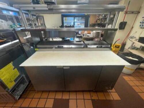 DESCRIPTION: TRUE 67" PIZZA PREP TOP COOLER W/ RISER SHELF AND HEAT LAMP BRAND / MODEL: TRUE TPP-67 ADDITIONAL INFORMATION SN# 17631123, 115 VOLT, 1 P