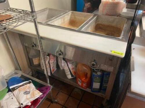 DESCRIPTION: DUKE THREE WELL ELECTRIC STEAM TABLE BRAND / MODEL: DUKE E303 M ADDITIONAL INFORMATION 120 VOLT, 1500 WATT LOCATION: KITCHEN QTY: 1